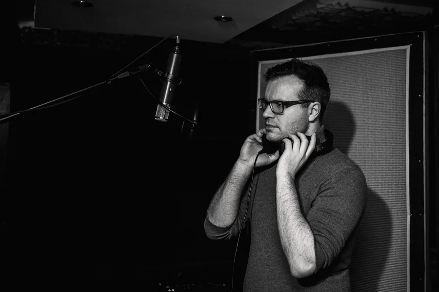 Cameron in the recording studio